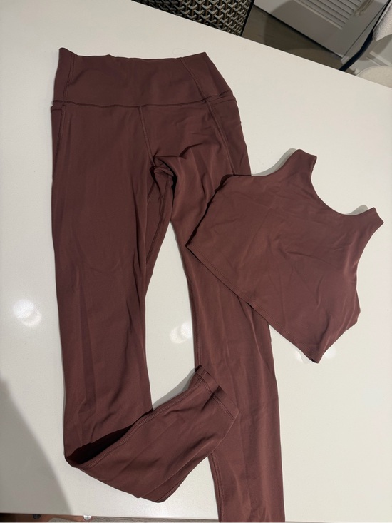 Amazon Pants - Buttery Soft Brown Workout Set | Matching Leggings + Crop Tank Small
